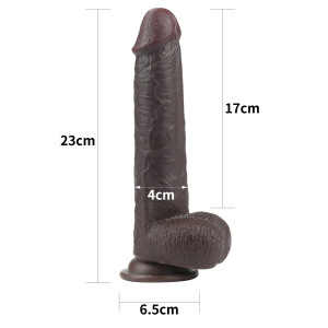 Черный фаллоимитатор с подвижной кожей на присоске Lovetoy Sliding-Skin Dual Layer Dong 23 см (иной угол)
