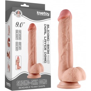 Гнущийся фаллоимитатор с эффектом двойной кожи Lovetoy Sliding-Skin Dual Layer Dong 24 см