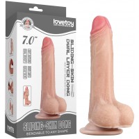 Гнущийся фаллоимитатор с эффектом двойной кожи Lovetoy Sliding-Skin Dual Layer Dong 18 см