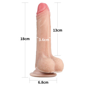 Гнущийся фаллоимитатор с эффектом двойной кожи Lovetoy Sliding-Skin Dual Layer Dong 18 см (иной угол)