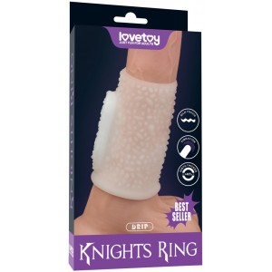 Рельефная вибронасадка на пенис Vibrating Drip Knights Ring (иной угол)
