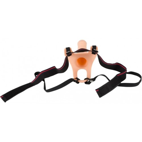 Реалистичный фаллопротез на ремнях Strap-On + 5 см к длине