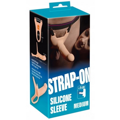 Реалистичный фаллопротез на ремнях Strap-On + 5 см к длине