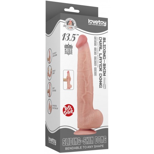 Реалистичный фаллоимитатор с эффектом двойной кожи Lovetoy Sliding-Skin Dual Layer Dong 34 см