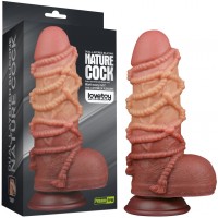 Реалистичный фаллоимитатор с мошонкой и рельефом из веревок Lovetoy Silicone Cock with Rope 25 см