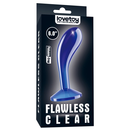 Стимулятор простаты Lovetoy Flawless Clear Prostate Plug синего цвета 15 см