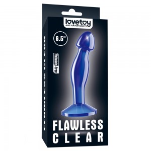 Анальная втулка Lovetoy Flawless Clear Prostate Plug синего цвета 17 см (иной угол)