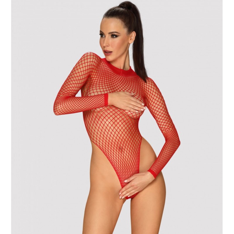 Сексуальное красное боди в крупную сеточку XL/XXL