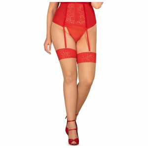 Красные чулки с кружевными вставками Blossmina 4XL/5XL