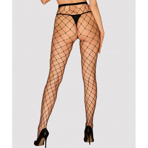 Сексуальные черные колготки в крупную сетку XL/XXL