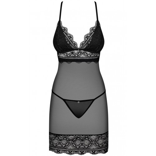 Соблазнительная полупрозрачная сорочка с трусиками-стрингами Renelia L/XL