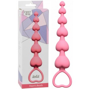 Силиконовая анальная цепочка Hearts Beads Pink