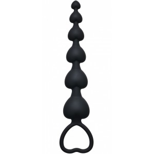 Силиконовая анальная цепочка Hearts Beads Black (иной угол)