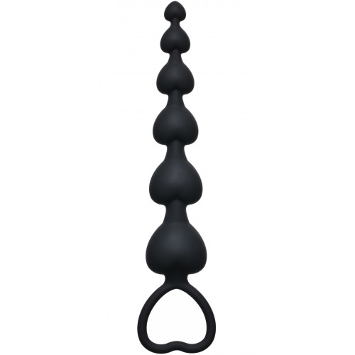 Силиконовая анальная цепочка Hearts Beads Black