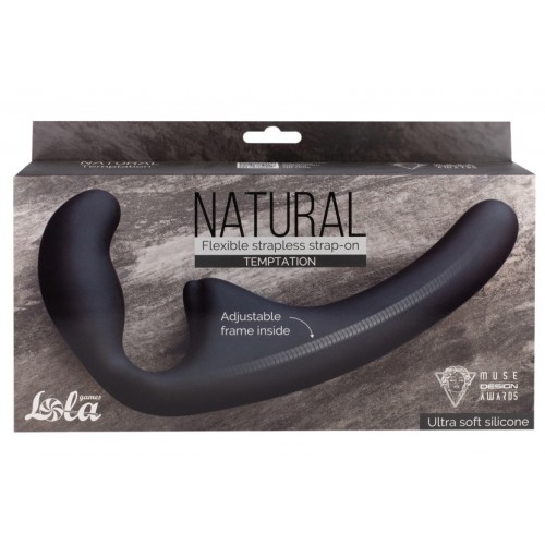 Гнущийся безремневой страпон Natural Temptation Black