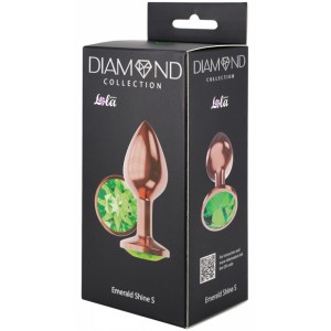 Анальная пробка Diamond Emerald Shine S розовое золото (иной угол)