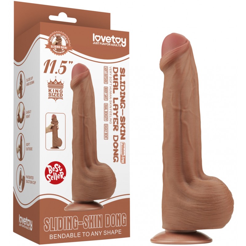 Реалистичный фаллоимитатор-мулат на присоске Lovetoy Sliding-Skin Dual Layer Dong 29 см