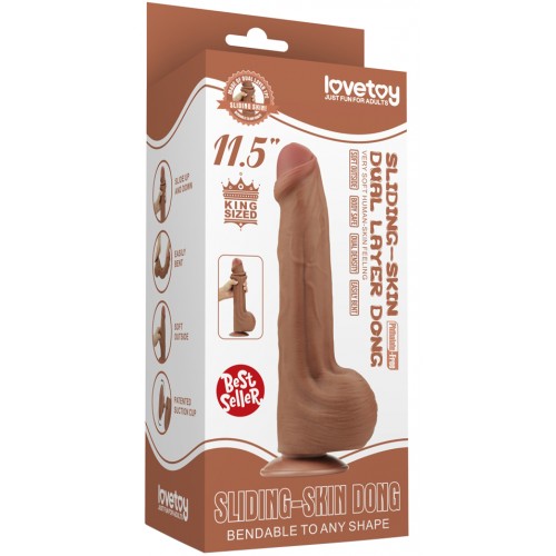 Реалистичный фаллоимитатор-мулат на присоске Lovetoy Sliding-Skin Dual Layer Dong 29 см