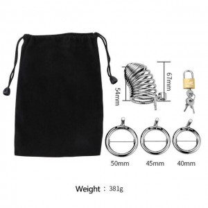 Мужской стальной пояс верности со сменными кольцами (иной угол)