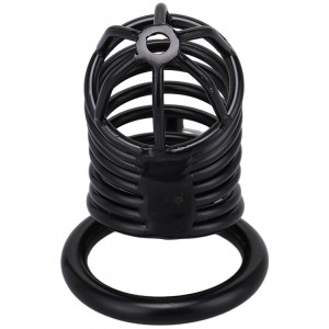 Черный стальной пояс верности мужской диаметр запорного кольца 5 см (иной угол)