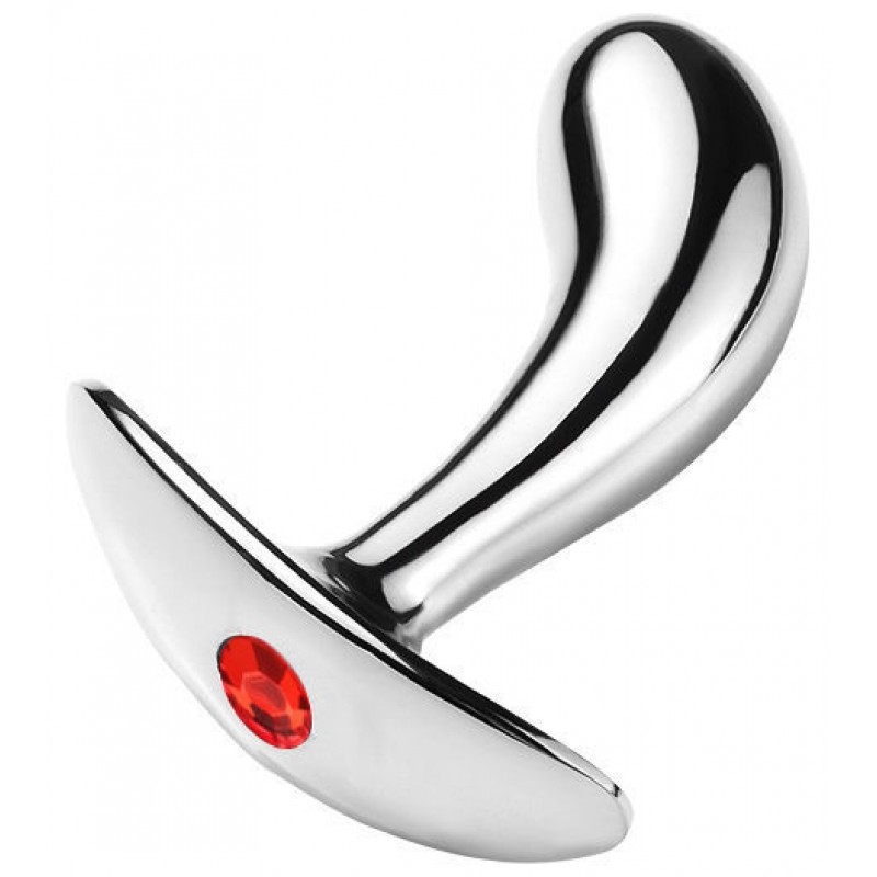Анальная втулка из металла с красным камушком M