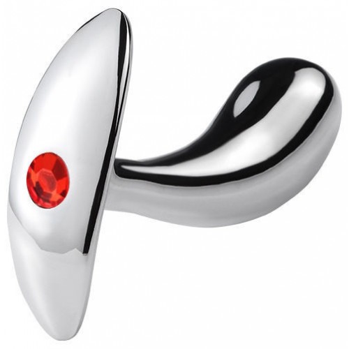 Анальная втулка из металла с красным камушком M
