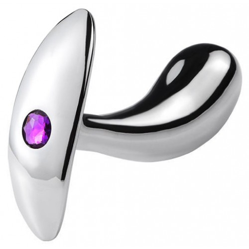 Анальная втулка из металла с фиолетовым камушком M