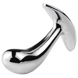 Анальная втулка из металла с фиолетовым камушком L (иной угол)