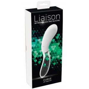 Двусторонний стеклянный вибратор Liaison Curve Led 21 см (иной угол)