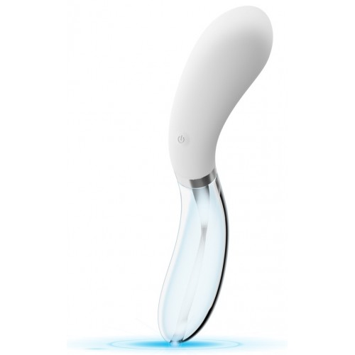 Двусторонний стеклянный вибратор Liaison Curve Led 21 см