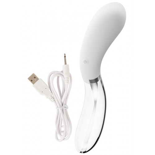 Двусторонний стеклянный вибратор Liaison Curve Led 21 см