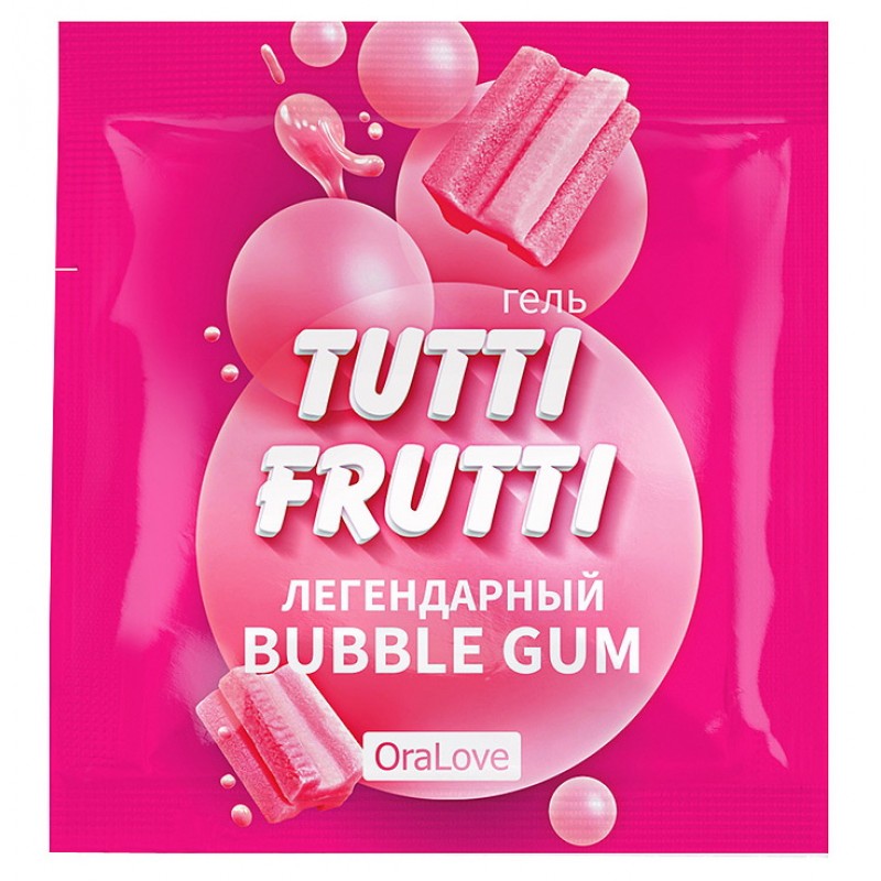 Съедобный лубрикант со вкусом Bubble Gum Tutti-Frutti OraLove 4 мл, пробник