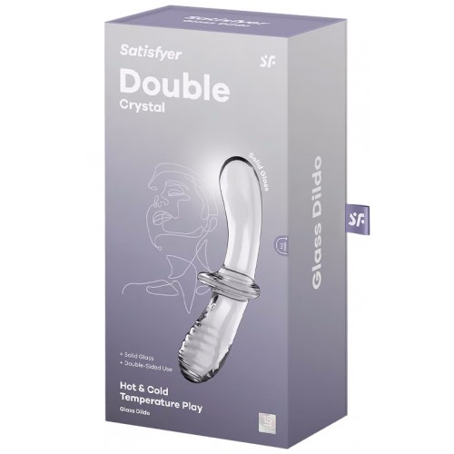 Двусторонний фаллос из стекла Satisfyer Double Crystal прозрачный 20 см