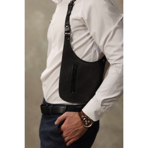 Мужская портупея из натуральной кожи с карманами (иной угол)