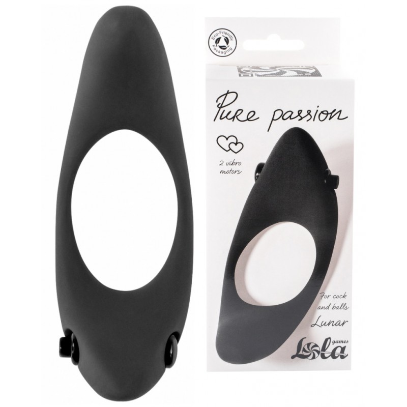 Эрекционное кольцо с двойной вибростимуляцией Pure Passion Lunar Black