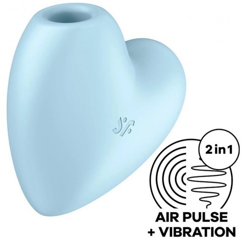 Голубой вакуумно-волновой стимулятор с вибрацией Satisfyer Cutie Heart