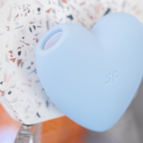 Голубой вакуумно-волновой стимулятор с вибрацией Satisfyer Cutie Heart
