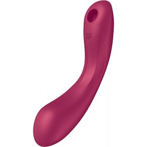 Вакуумный стимулятор клитора с вибрирующей ручкой Satisfyer Curvy Trinity 1 розовый (иной угол)
