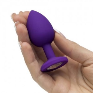 Фиолетовая силиконовая пробка с фиолетовым стразом S (иной угол)