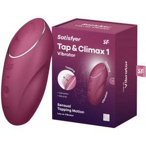 Клиторальный вибростимулятор с пульсацией Satisfyer Tap And Climax 1 бордовый