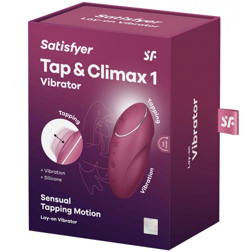 Клиторальный вибростимулятор с пульсацией Satisfyer Tap And Climax 1 бордовый