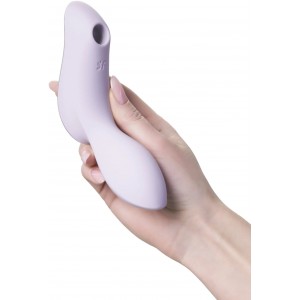 Вакуумный вибростимулятор для клитора и точки G Satisfyer Curvy Trinity 2 сиреневый (иной угол)