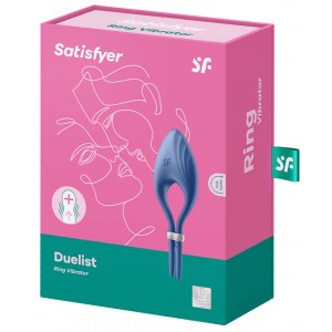 Эрекционное кольцо с вибрацией Satisfyer Duelist синий (иной угол)