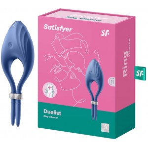 Эрекционное кольцо с вибрацией Satisfyer Duelist синий