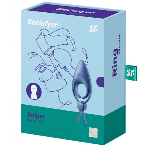 Эрекционное кольцо-лассо с вибрацией Satisfyer Sniper синее