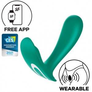 Вагинальный смарт-стимулятор для ношения Satisfyer Top Secret зеленый (иной угол)