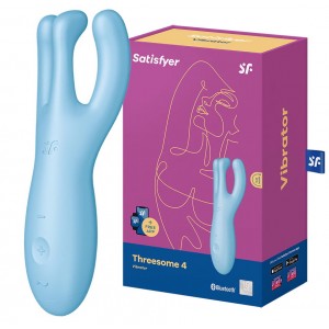 Смарт-стимулятор клитора и половых губ с вибрацией Satisfyer Threesome 4 голубой