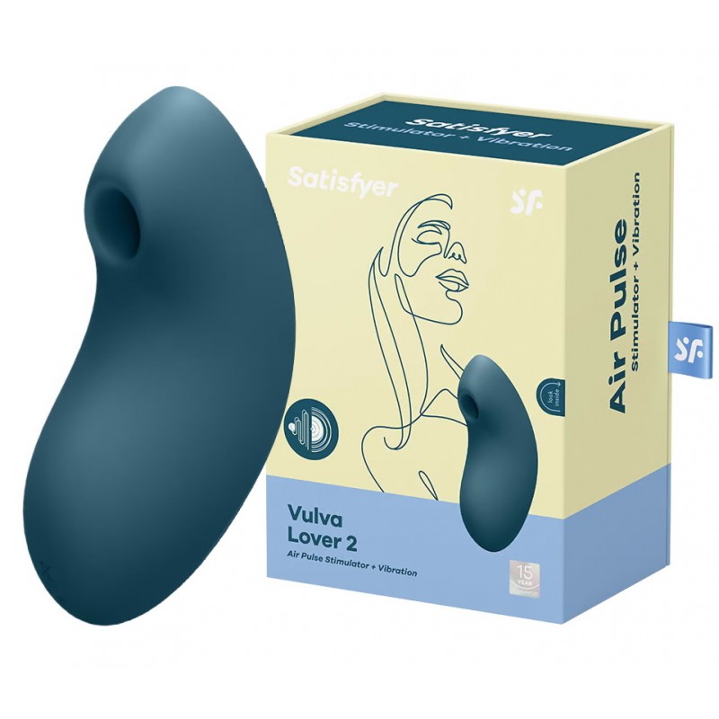 МЯГКАЯ ВАКУУМНАЯ УПАКОВКА Вакуумно-волновой стимулятор клитора с вибрацией Satisfyer Vulva Lover 2 синий