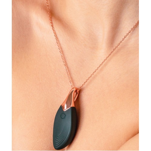 Кулон-вибростимулятор на золотой цепочке Liberty Leaf Green