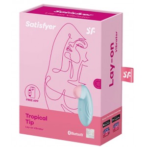Перезаряжаемый смарт-стимулятор с вибрацией Satisfyer Tropical Tip Blue (иной угол)